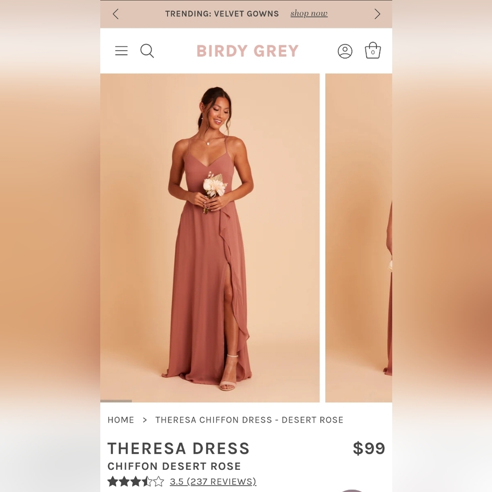 Medium Birdy Grey Desert Rose Bridesmaid Dress - Theresa